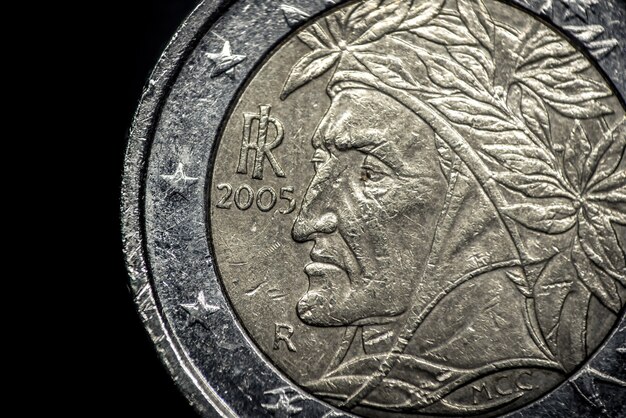 Close up of Italian euro coin