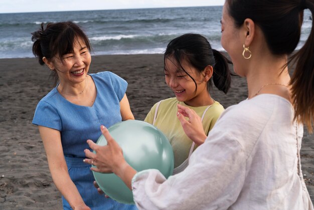 Free Photo close up on japanese family having fun
