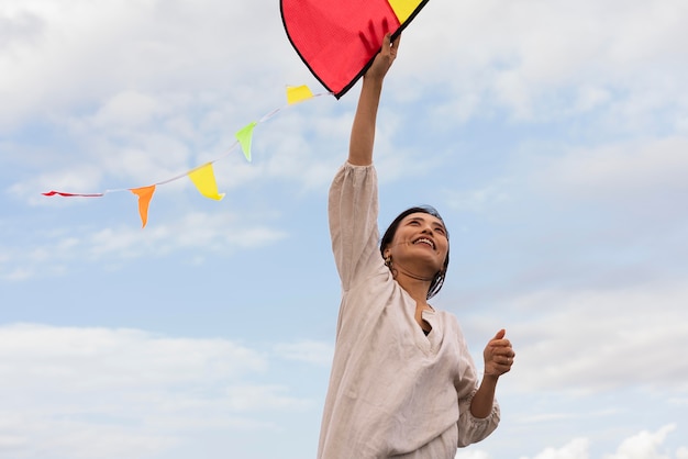 Close up on japanese person having fun