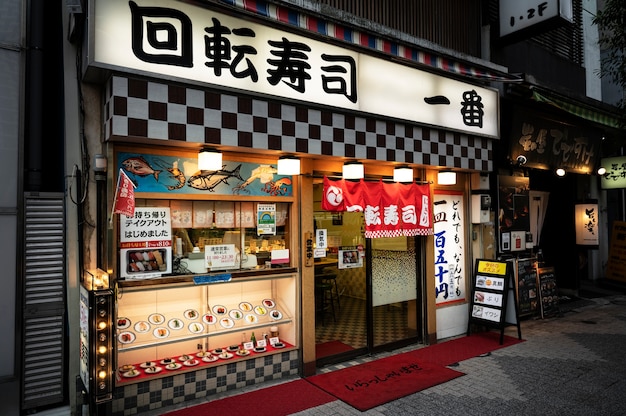 日本の屋台の食べ物屋のクローズアップ