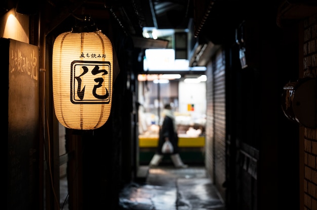 Close up on japanese street food shop