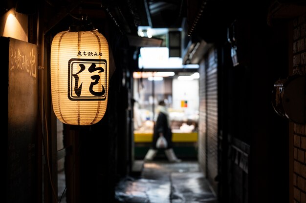 日本の屋台の食べ物屋のクローズアップ