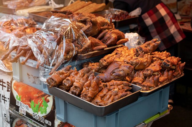 Close up on japanese street food