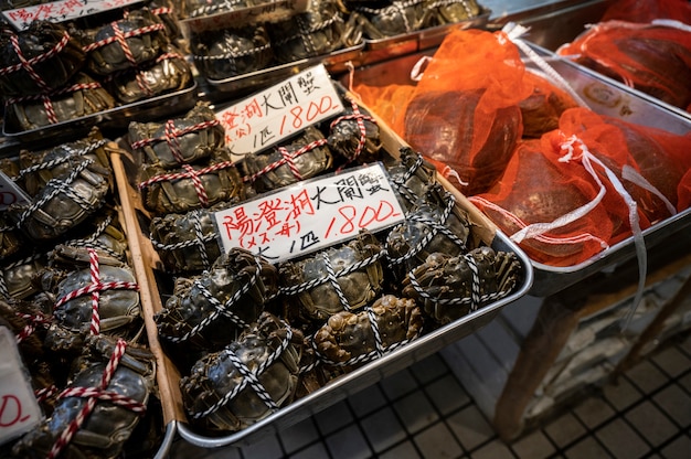 日本の屋台の食べ物をクローズアップ