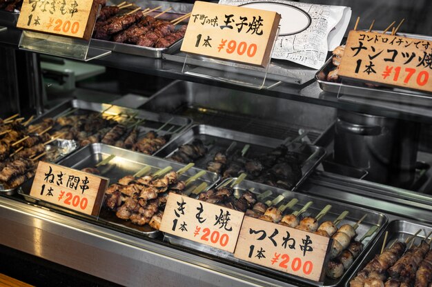 Close up on japanese street food