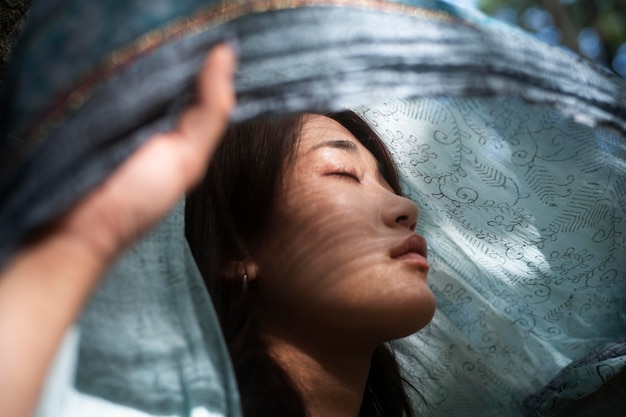 Close up japanese woman posing