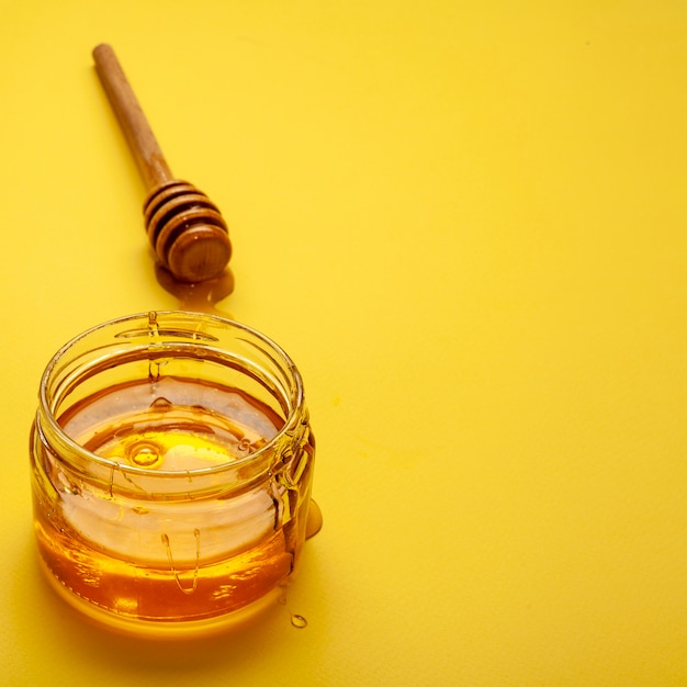 Close-up jar with homemade honey