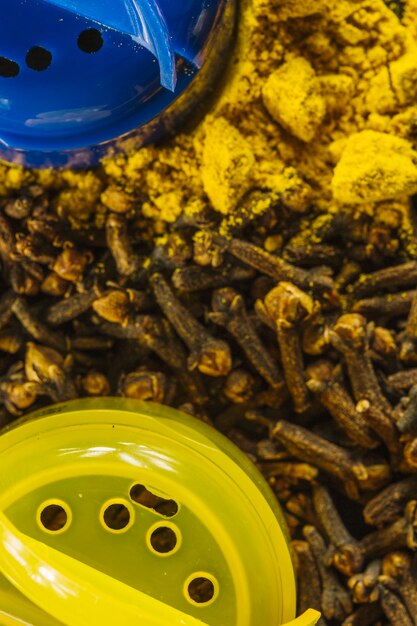 Close-up jars and spices