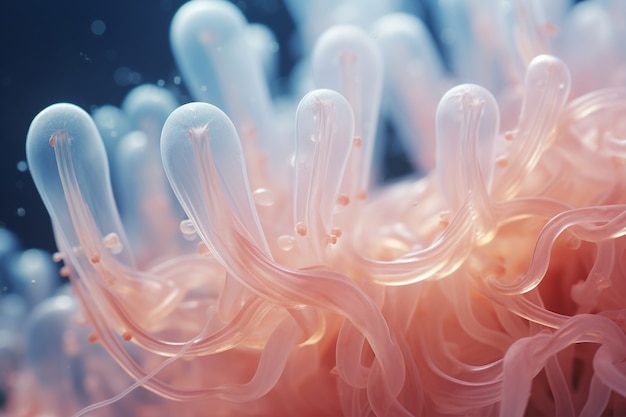 Foto gratuita primo piano dei tentacoli delle meduse