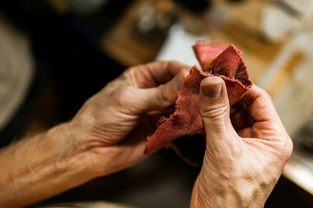 Close-up. The jeweler makes a silver ring. On the island of Bali. Indonesia