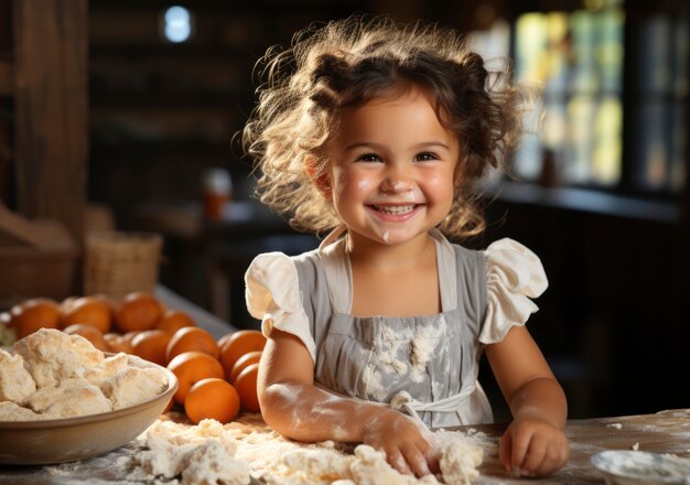 Close up on kid cooking