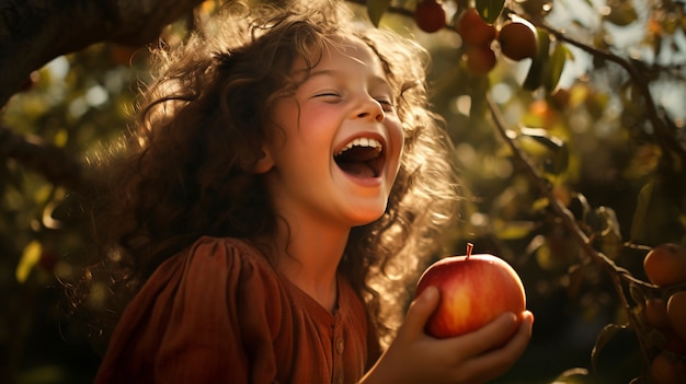 Free photo close up on kid eating apple