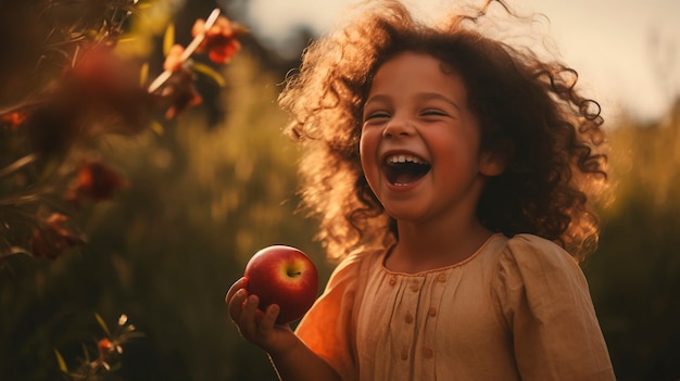 Close up on kid eating apple