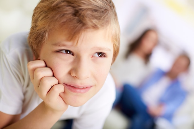 Close-up of kid thinking