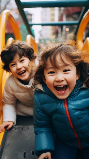 楽しんでいる子供たちをクローズアップ