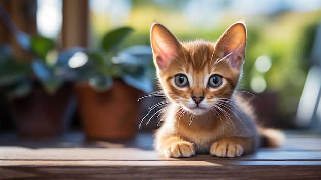 Close up on kitten indoors