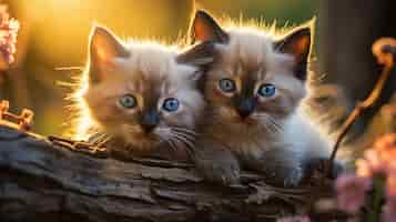 Free photo close up on kittens exploring nature