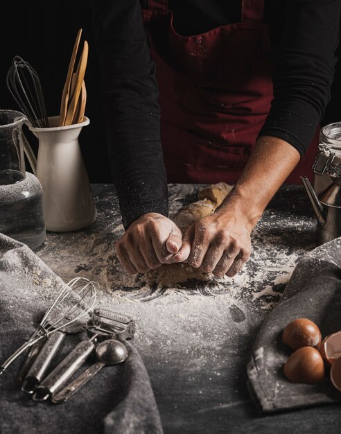 Close-up kneading dough composition