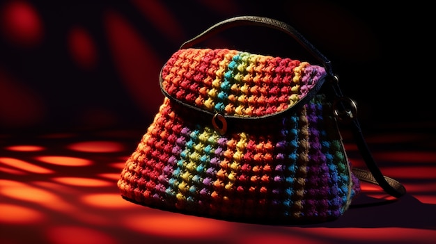 Close up on knitted bag still life