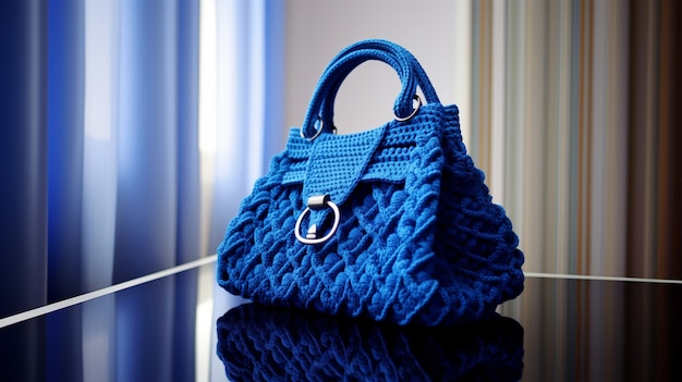 Free photo close up  knitted bag still life