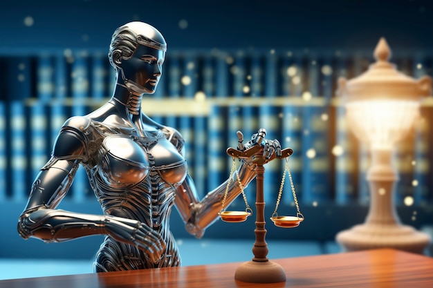 Close up on lawyer ai robot