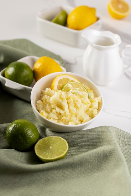 Close up on lemon granita dessert