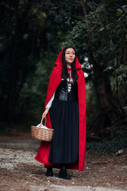 Close up on little red riding hood