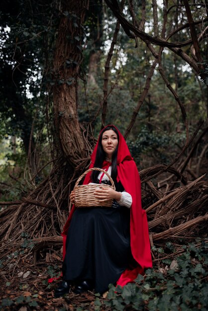 Close up on little red riding hood