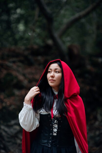 Close up on little red riding hood