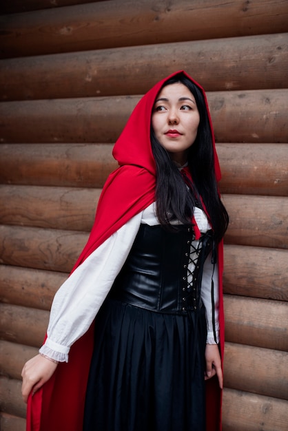 Close up on little red riding hood