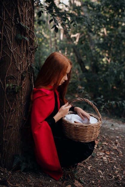 Free photo close up on little red riding hood