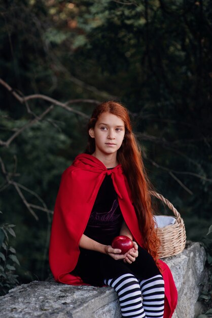 Free photo close up on little red riding hood