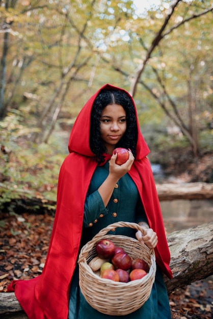 Close up on little red riding hood