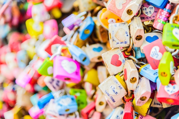 Free photo close-up of love locks