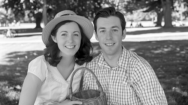 Close up lovely couple enjoying picnic