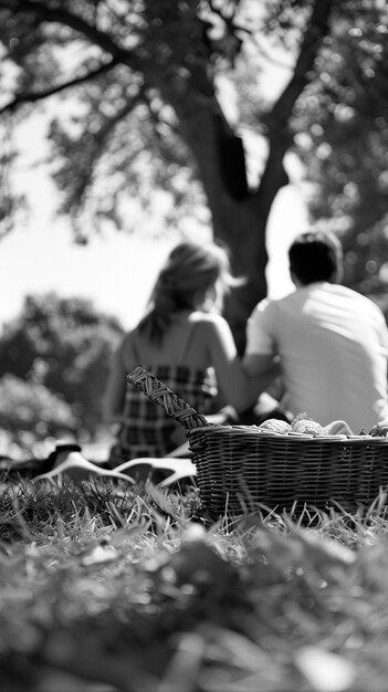 Close up lovely couple enjoying picnic