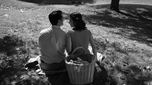 Foto gratuita da vicino una bella coppia che si diverte a fare un picnic.