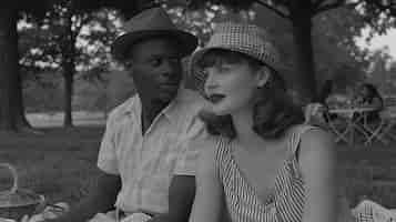 Free photo close up lovely couple enjoying picnic