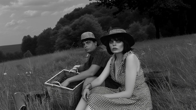 Free photo close up lovely couple enjoying picnic