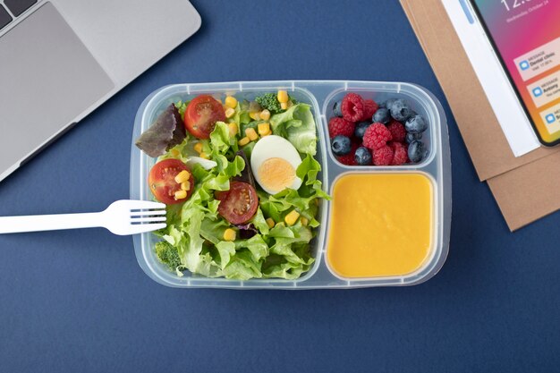 Close up on lunchboxes with delicious food