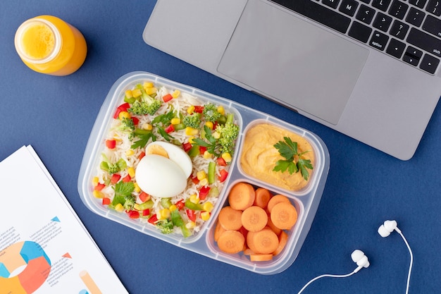 Close up on lunchboxes with delicious food