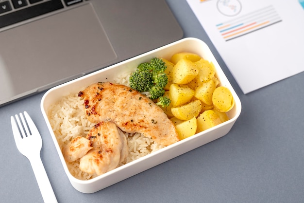 Close up on lunchboxes with delicious food