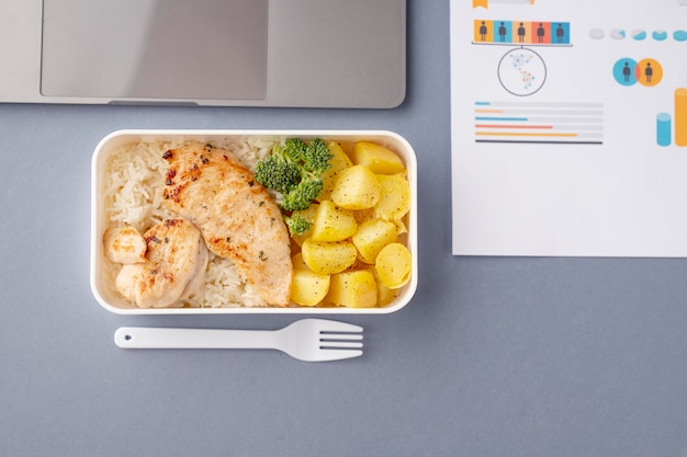 Close up on lunchboxes with delicious food