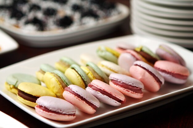 Close up of macarons dessert