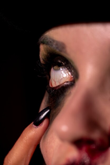 Close-up of a make-up black eye