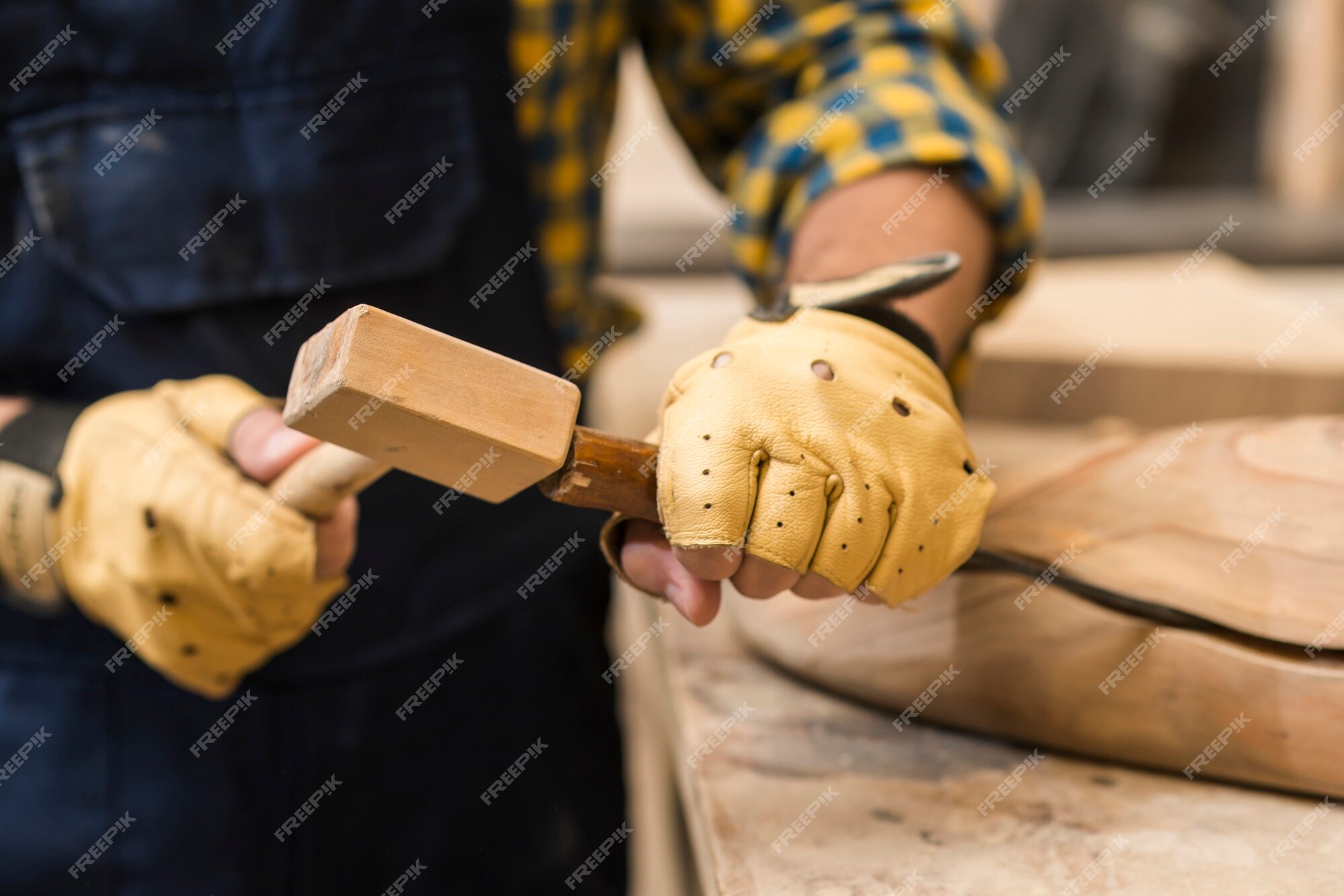 Closeup Chisel Carpentry Joinery Hand Cutting Stock Photo 2195172735