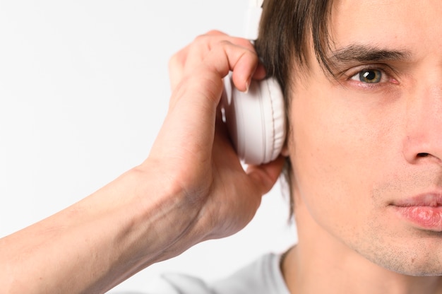 Close-up male with headphones