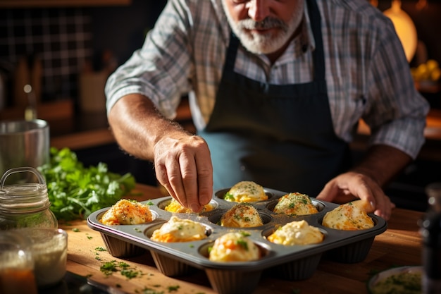 Free photo close up on man cooking