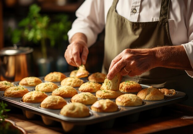 Close up on man cooking