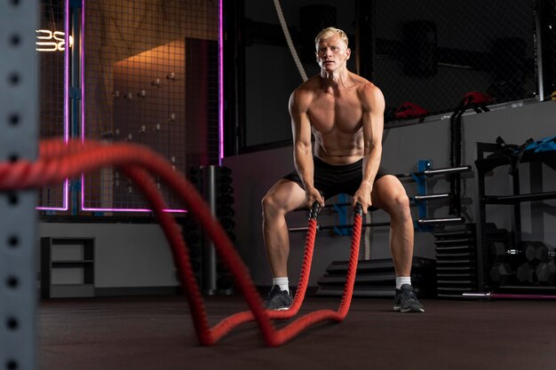 Close up on man doing crossfit workout